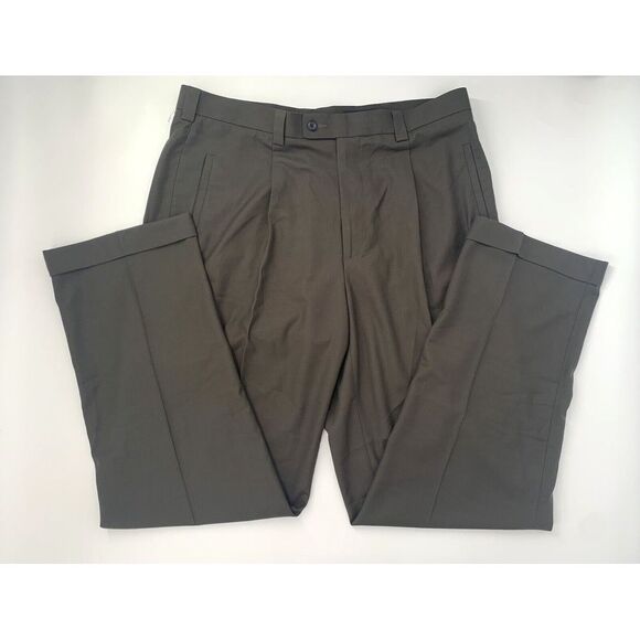 Perry Ellis Other - Perry Ellis Portfolio Olive Green Pleated w/Leg Hem Mens Dress Pants Size 38/34